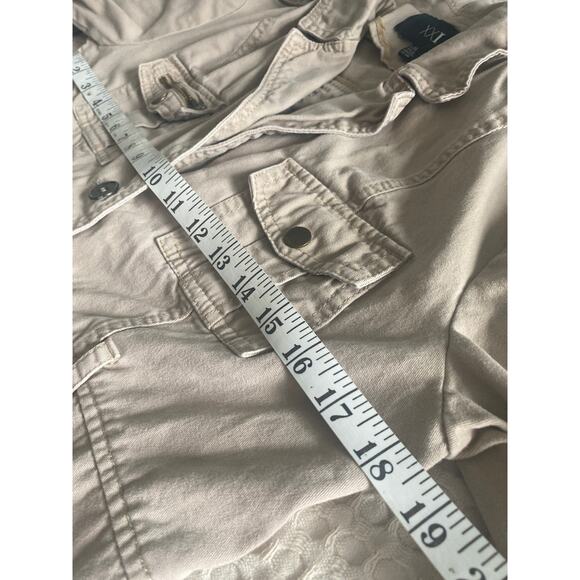 Beige Buttoned Up Utility Jacket Sz L - Picture 8 of 10